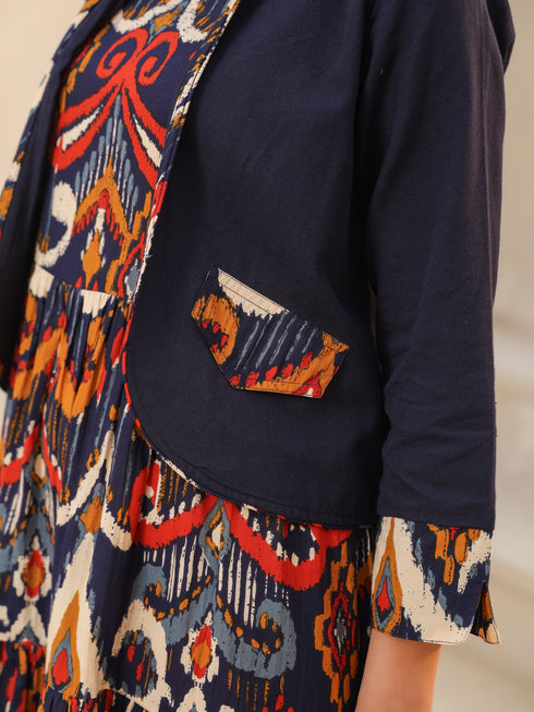Women Ethnic Motifs Printed Pure Cotton Fit & Flare Midi Dress
